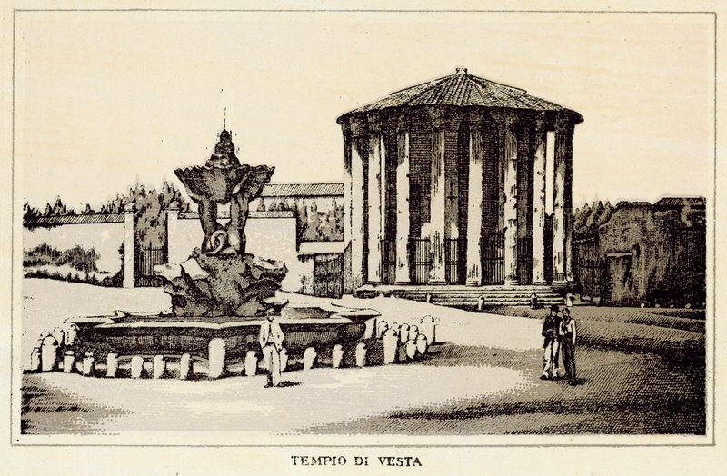 Řím: Chrám Vesta (litho) od Italian School