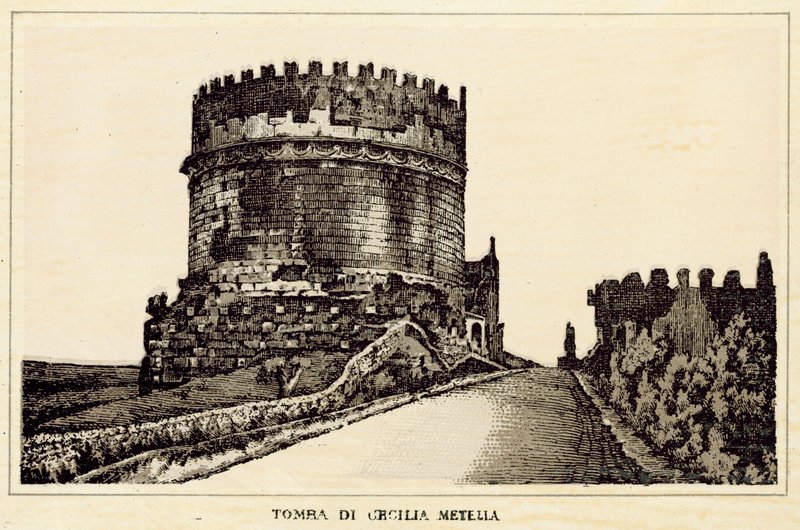 Řím: Hrobka Cecilie Metella (litho) od Italian School