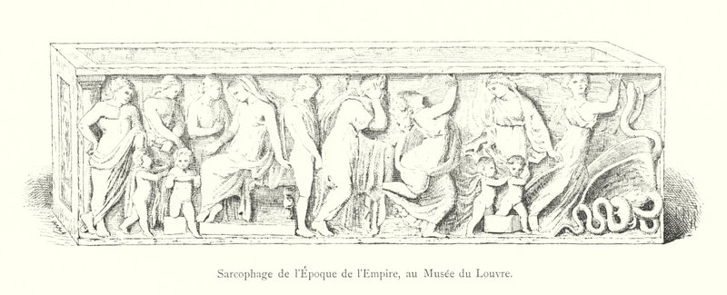 Sarkofág z doby císařství, v muzeu Louvre (rytina) od Italian School