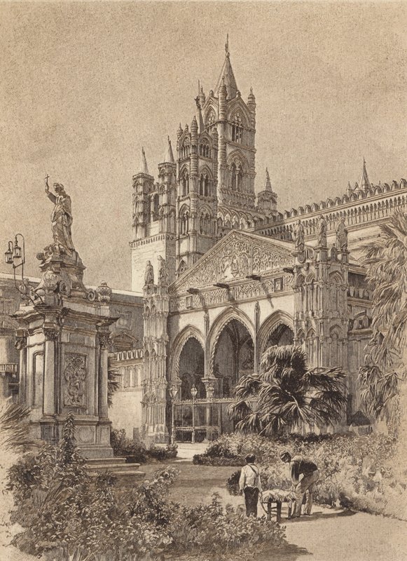 Sicílie / Sicílie: katedrála v Palermu (litografie) od Italian School