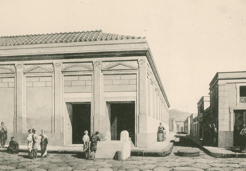Budova Eumachie tak, jak byla (hlubotisk) od Italian School