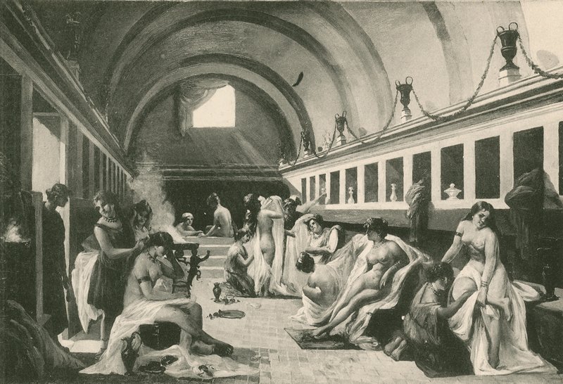 Frigidarium žen v lázních Stabian, jak bylo (hlubotisk) od Italian School