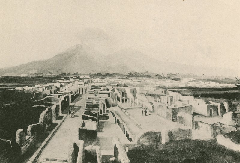 Panorama Pompejí tak, jak jsou (hlubotisk) od Italian School