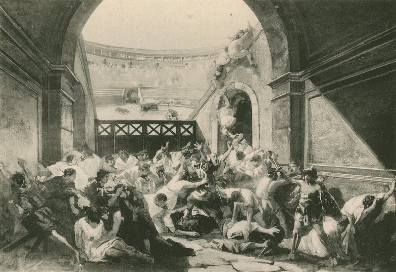Spor mezi Pompejci a Nuceriny (hlubotisk) od Italian School