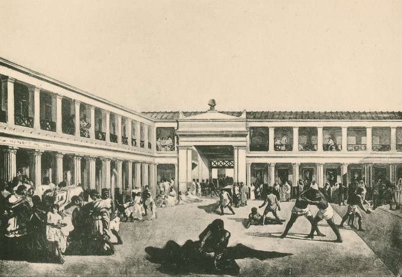 Stabian Baths - Wrestling-Place jak to bylo (hlubotisk) od Italian School