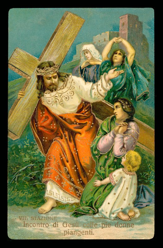 Křížová cesta (ze sady 14) (barevná litografie) od Italian School