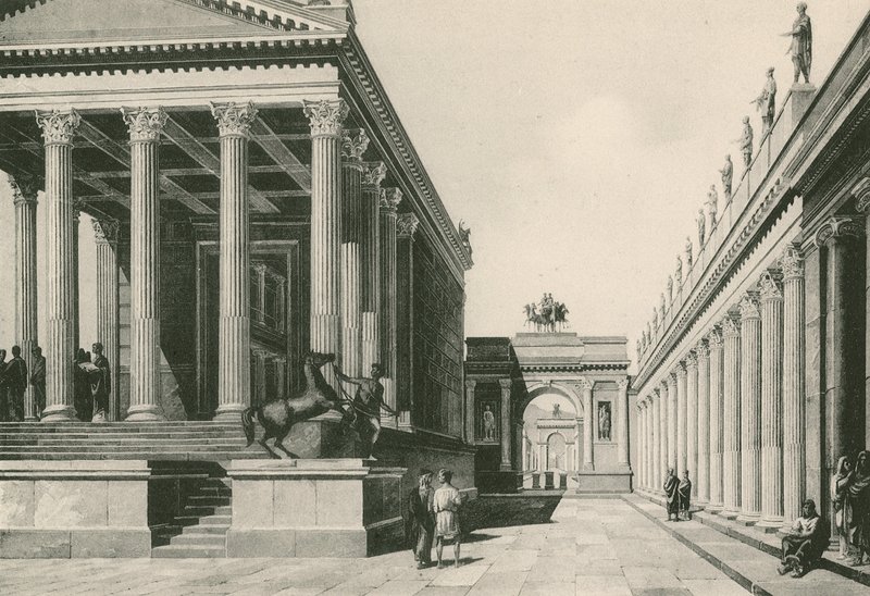 Jovův chrám a Neronův oblouk tak, jak byly (hlubotisk) od Italian School