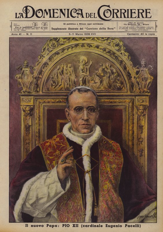 Nový papež Pius XII (kardinál Eugenio Pacelli) (barevná litografie) od Italian School