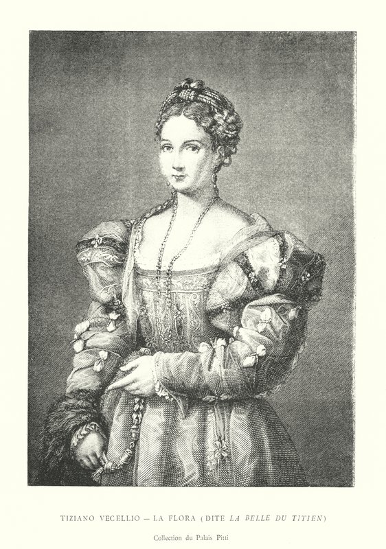Tiziano Vecellio, La Flora, Say La Belle du Titien, Collection du Palais Pitti (rytina) od Italian School