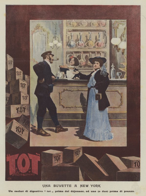 Tot Digestible Cachets (barevná litografie) od Italian School