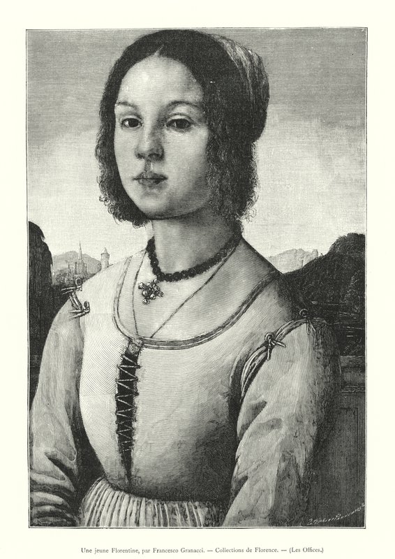 Mladý Florenťan, Francesco Granacci, Collections of Florence, The Uffizi (rytina) od Italian School