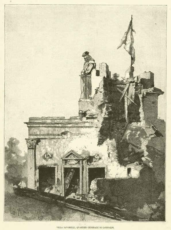 Villa Savorelli, ředitelství Garibaldi (rytina) od Italian School