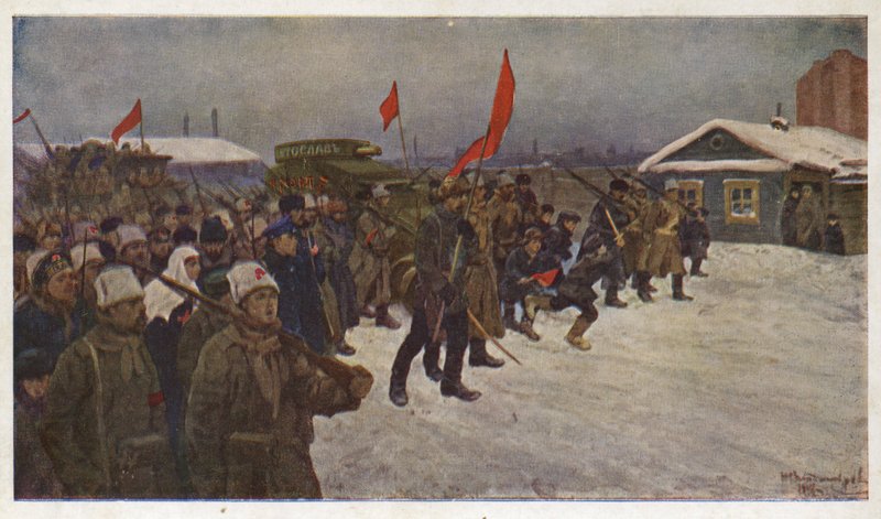 Demonstrace vojáků a dělníků během únorové revoluce 1917 v Rusku od Ivan Alexeyevich (after) Vladimirov