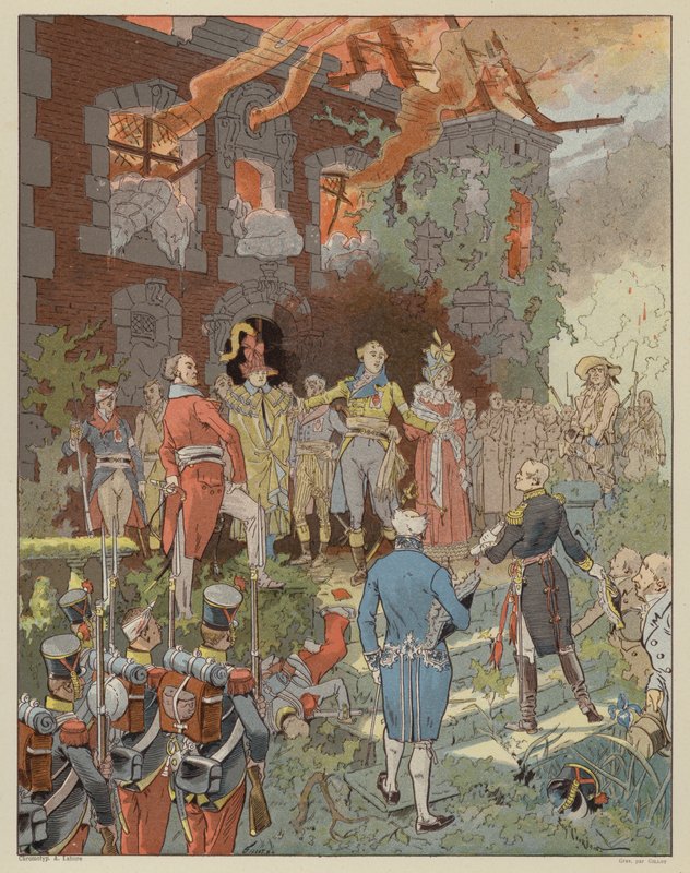 Scéna z La Dame de Gai-Fredon, od Quatrelles (Ernest L
