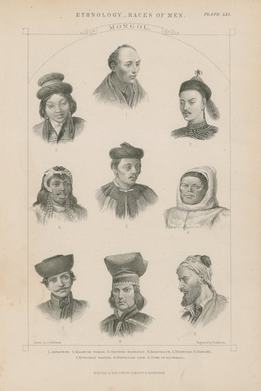 Devět tváří různých mongolských ras od J.L. Williams