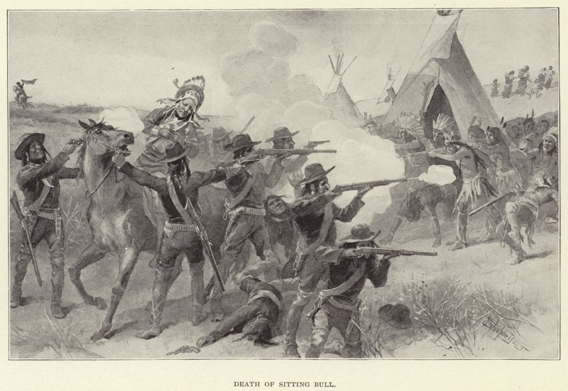 Smrt Sedícího býka (litho) od J. (after) Steeple Davis