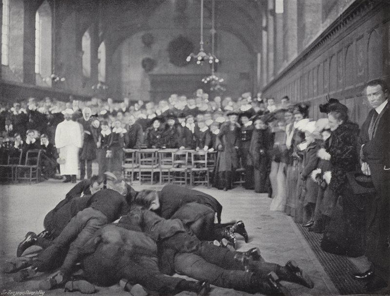 Házení palačinek ve Westminster School, The Greeze od J. Benjamin Stone