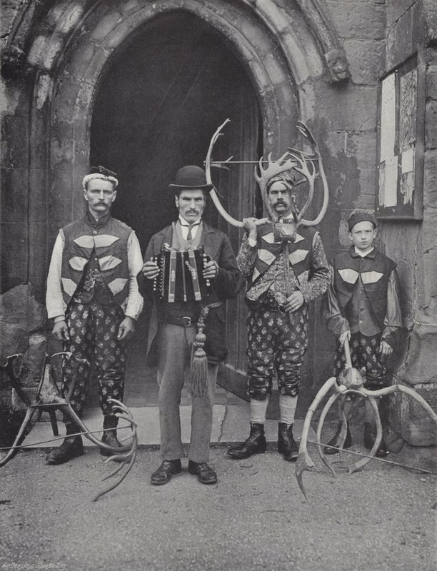 The Horn Dance, Abbots Bromley, Čtyři z účinkujících od J. Benjamin Stone