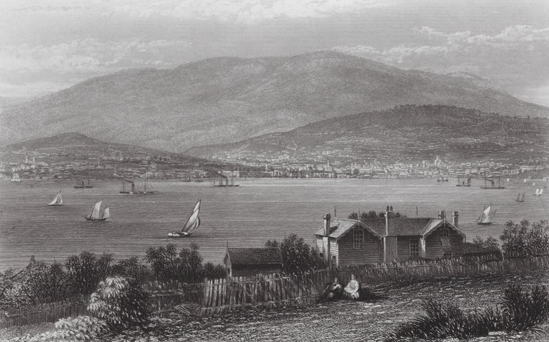 Austrálie: Hobart Town, Tasmánie (rytina) od J. C. Armytage