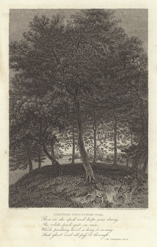 Robert Bloomfield, básník: Fakenham z Euston Park (rytina) od J. Greig