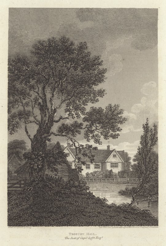 Robert Bloomfield, básník: Troston Hall, sídlo Capel Lofft Esquire (rytina) od J. Greig