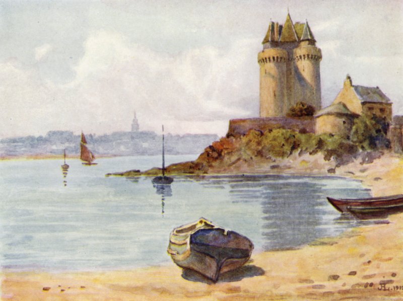 La Tour Solidor, Saint Servan (barevné lito) od J. Hardwicke Lewis