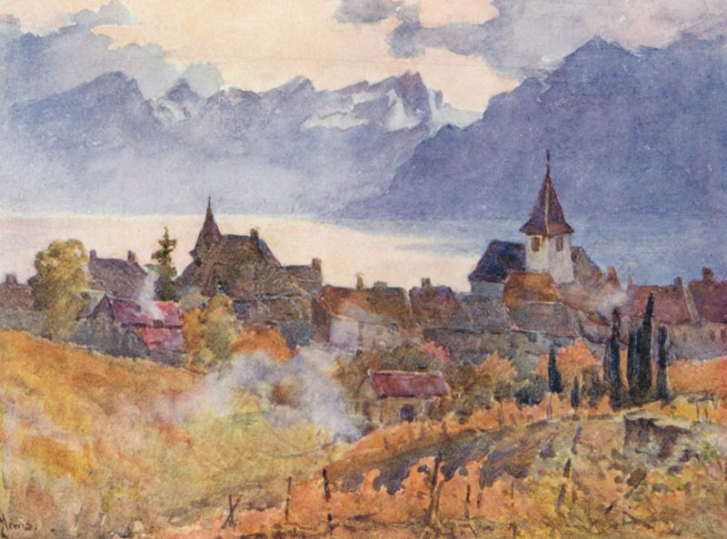 Lutry (barevná litografie) od J. Hardwicke Lewis