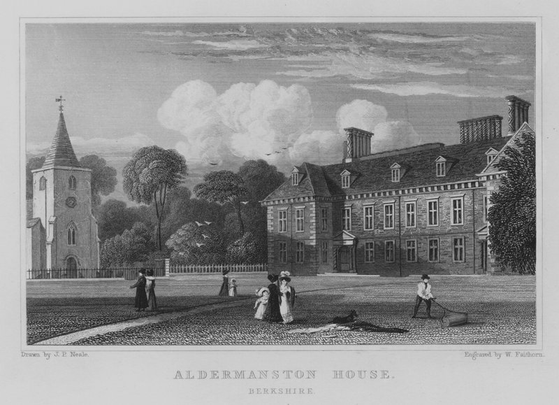 Aldermanston House, Berkshire (rytina) od John Preston Neale