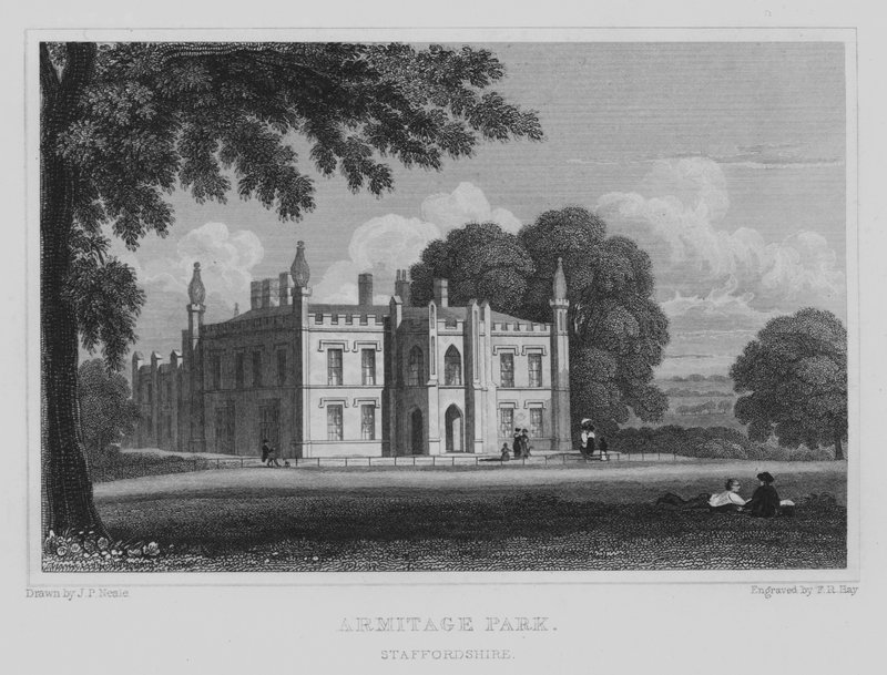 Armitage Park, Staffordshire (rytina) od John Preston Neale