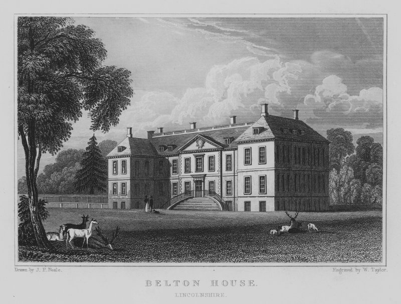 Belton House, Lincolnshire (rytina) od John Preston Neale