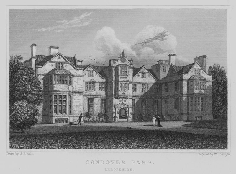 Condover Park, Shropshire (rytina) od John Preston Neale