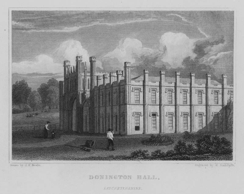 Donington Hall, Leicestershire (rytina) od John Preston Neale