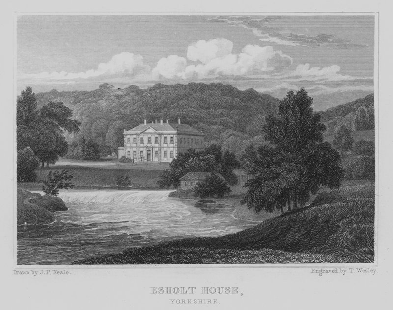 Esholt House, Yorkshire (rytina) od John Preston Neale