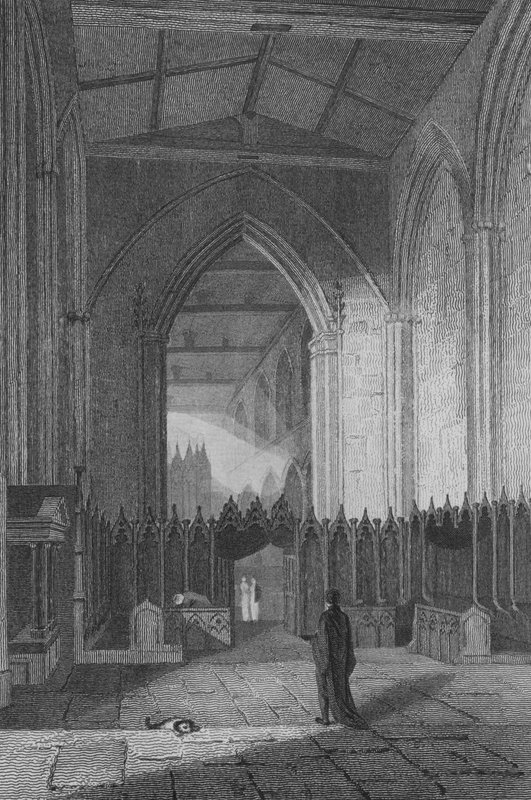 Interiér kostela svaté Kataríny (rytina) od John Preston Neale