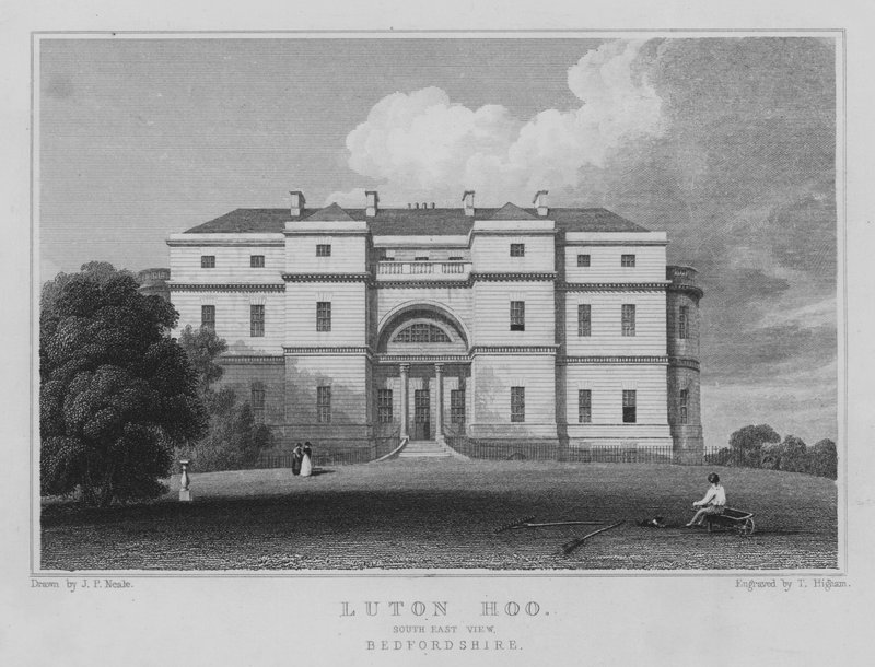 Luton Hoo, South East View, Bedfordshire (rytina) od John Preston Neale