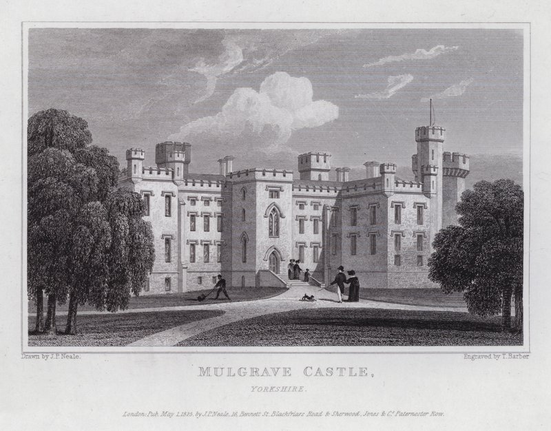 Mulgrave Castle, Yorkshire (rytina) od John Preston Neale