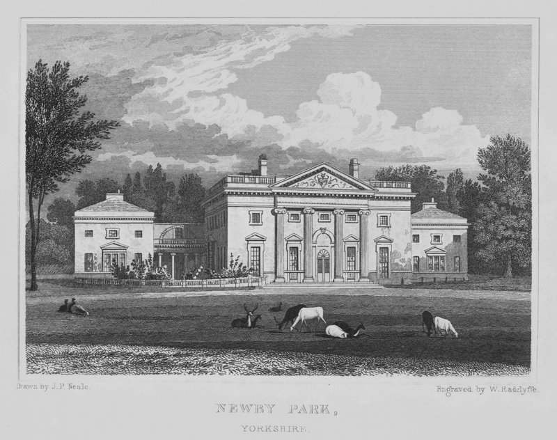Newby Park, Yorkshire (rytina) od John Preston Neale