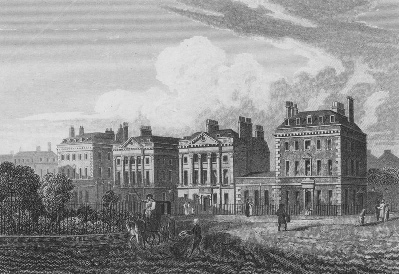 Severní strana Cavendish Square, Londýn (rytina) od John Preston Neale