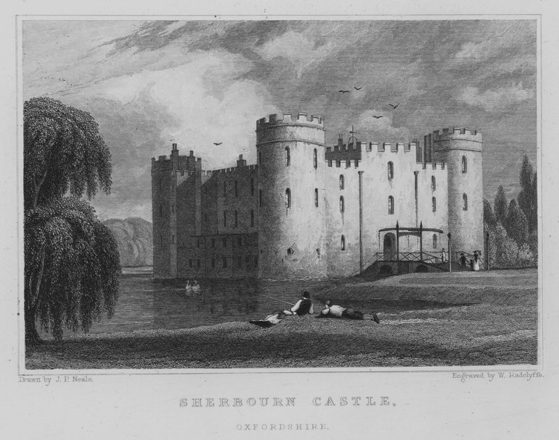 Sherborne Castle, Oxfordshire (rytina) od John Preston Neale