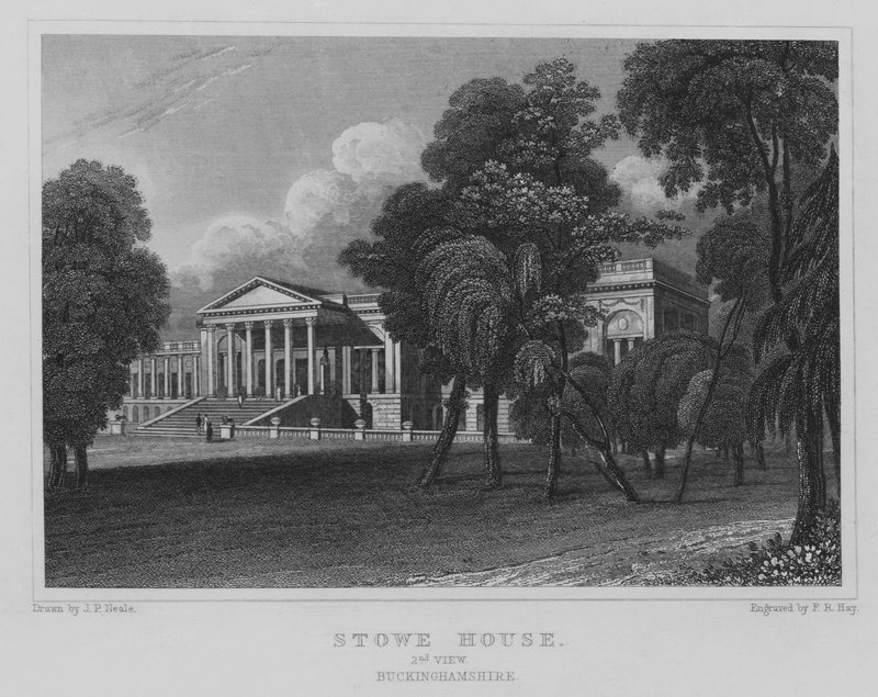 Stowe House, 2nd View, Buckinghamshire (rytina) od John Preston Neale