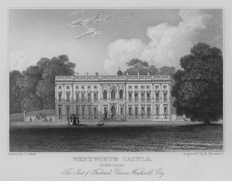 Hrad Wentworth, Yorkshire, Sídlo Fredericka Vernona Wentworth, Esquire (rytina) od John Preston Neale