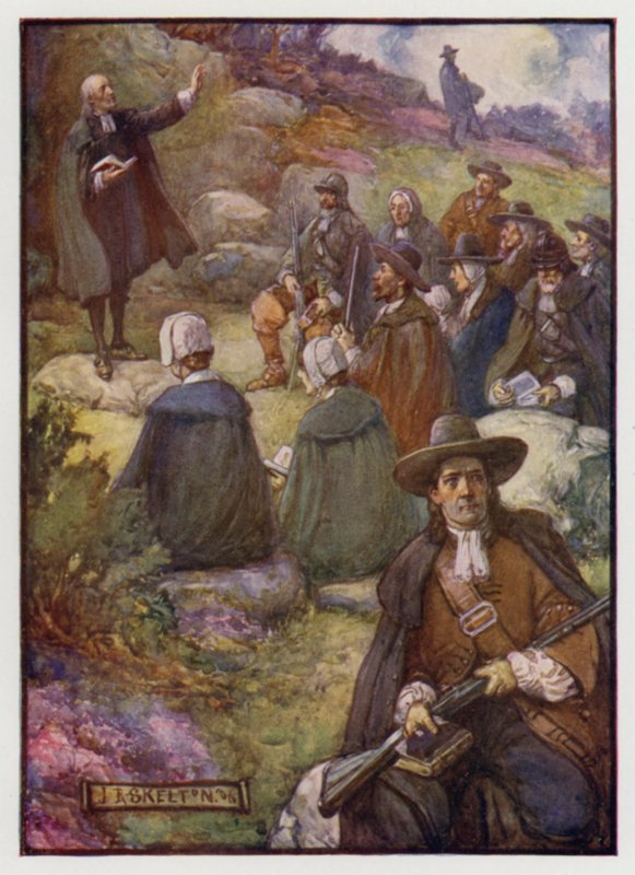 Ozbrojené hlídky hlídající během setkání skotských Covenanters, 17. století od J. R. Skelton