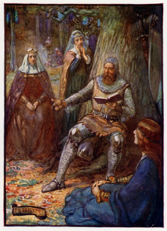 Robert the Bruce, skotský král, čte příběhy svým následovníkům, 14. století od J. R. Skelton