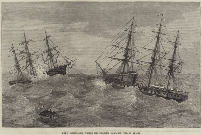 HMS Immortalite nachází na moři opuštěnou Margaret Pollockovou od J. Wells