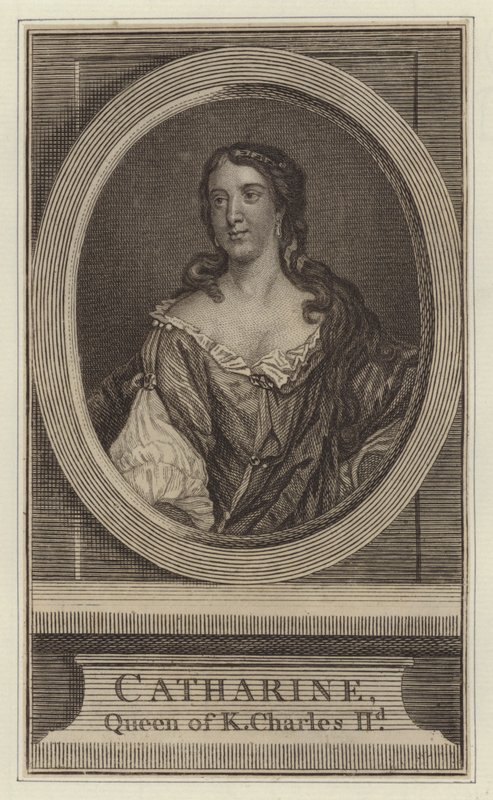 Catherine, královna krále Karla II (rytina) od Jacob (after) Huysmans