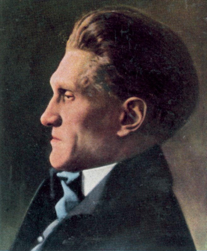 Stefan George, německý básník (barevná litografie) od Jacob Hilsdorf