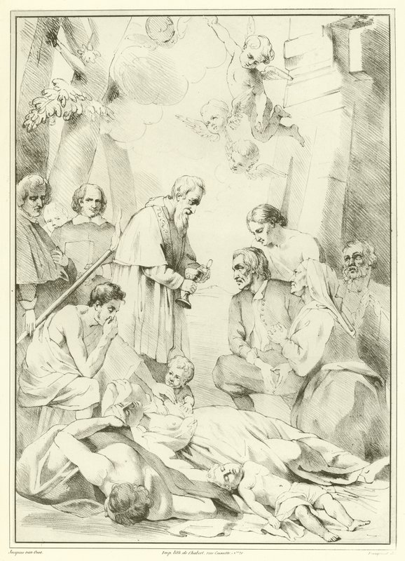 St Macarius z Gentu poskytuje pomoc obětem moru od Jacob van Oost