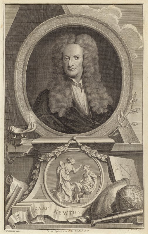 Sir Isaac Newton , anglický fyzik, matematik a astronom od Jacobus Houbraken