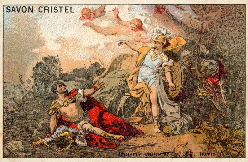 Boj Marsu a Minervy (chromolitho) od Jacques Louis David