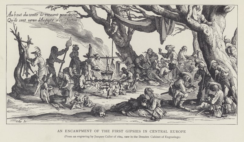 Tábořiště prvních Romů ve střední Evropě (litho) od Jacques (after) Callot